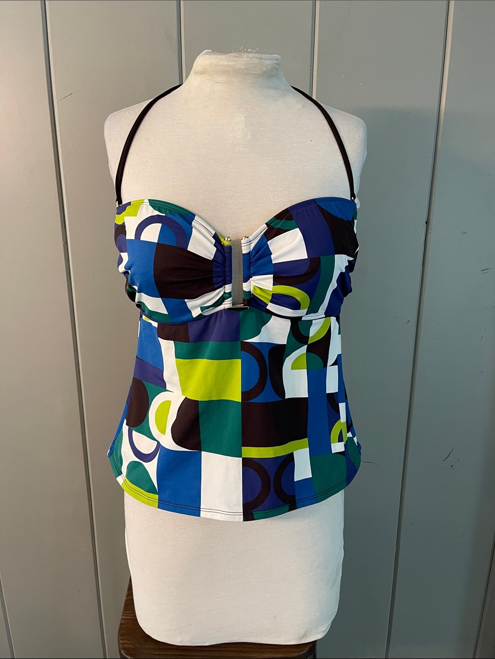 La Blanca Tankini Top Colorful Abstract Swimwear Resort Cruise Boho Hippie